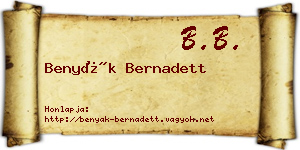 Benyák Bernadett névjegykártya